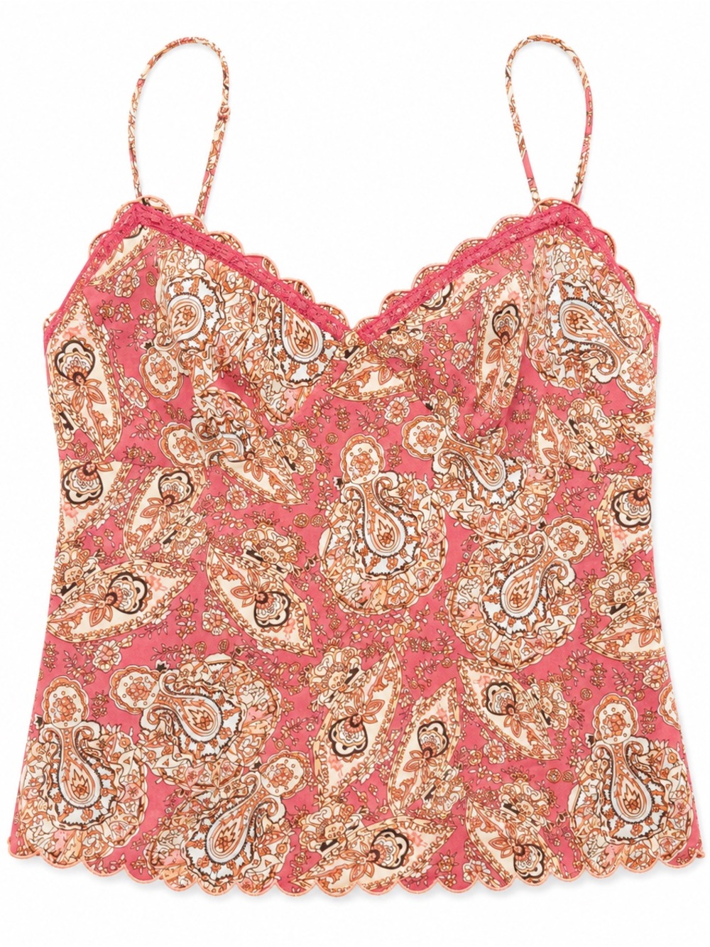 The Limited Pink Paisley Lace-Trim Tank Top